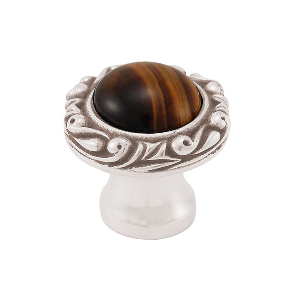 Vicenza K1148P-PN-TE Liscio Knob Small Base with Insert in Polished Nickel with Tiger