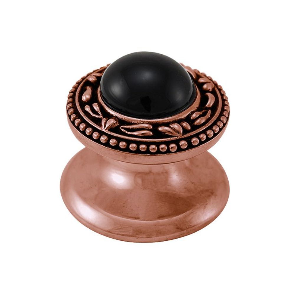 Vicenza K1149-AC-BO San Michele Knob Small in Antique Copper with Black Onyx Leather and Stone Insert