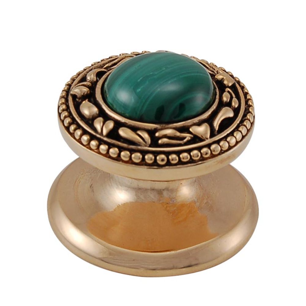 Vicenza K1149-AG-MA San Michele Knob Small in Antique Gold with Malachite Leather and Stone Insert