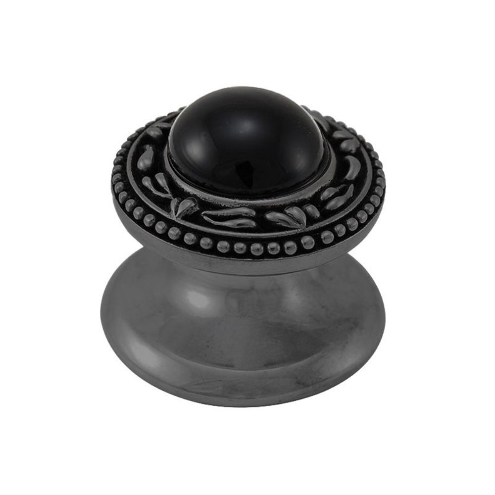 Vicenza K1149-GM-BO San Michele Knob Small in Gunmetal with Black Onyx Leather and Stone Insert