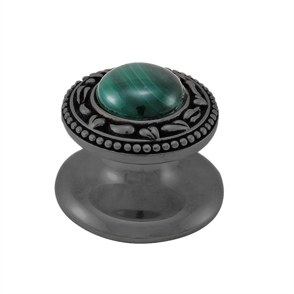 Vicenza K1149-GM-MA San Michele Knob Small in Gunmetal with Malachite Leather and Stone Insert