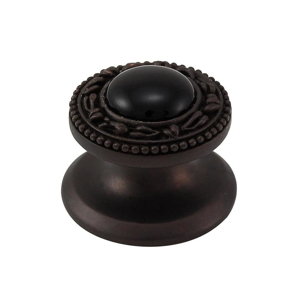 Vicenza K1149-OB-BO San Michele Knob Small in Oil-Rubbed Bronze with Black Onyx Leather and Stone Insert