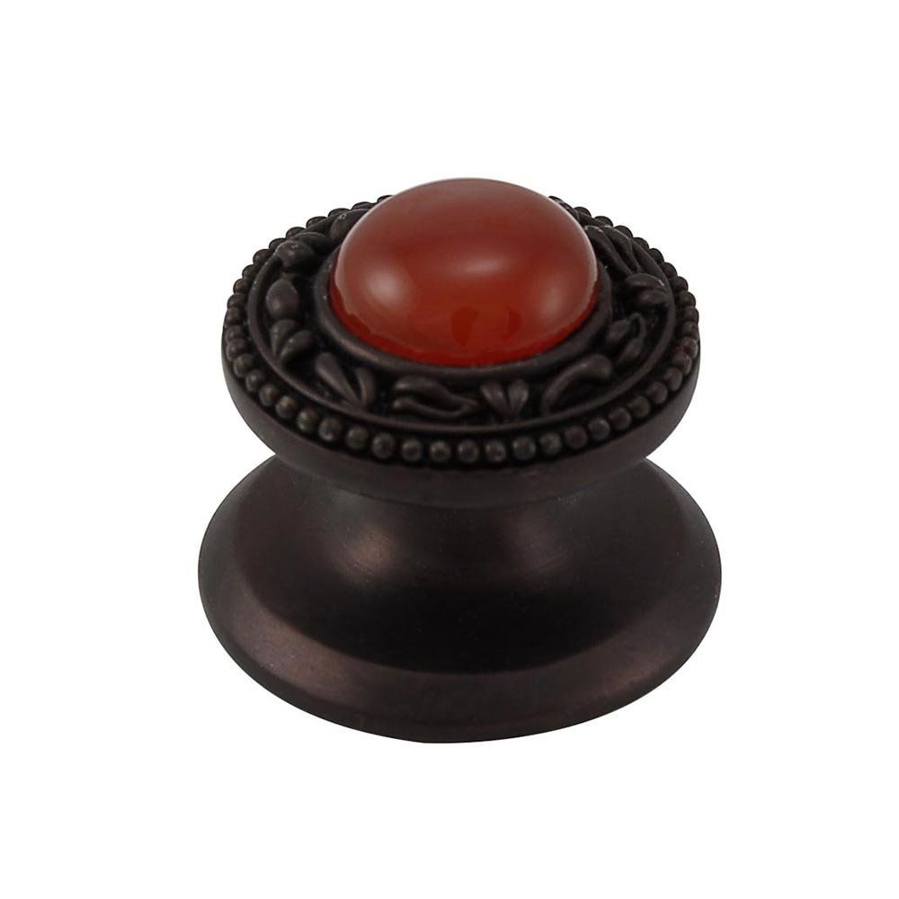 Vicenza K1149-OB-CA San Michele Knob Small in Oil-Rubbed Bronze with Carnelian Leather and Stone Insert