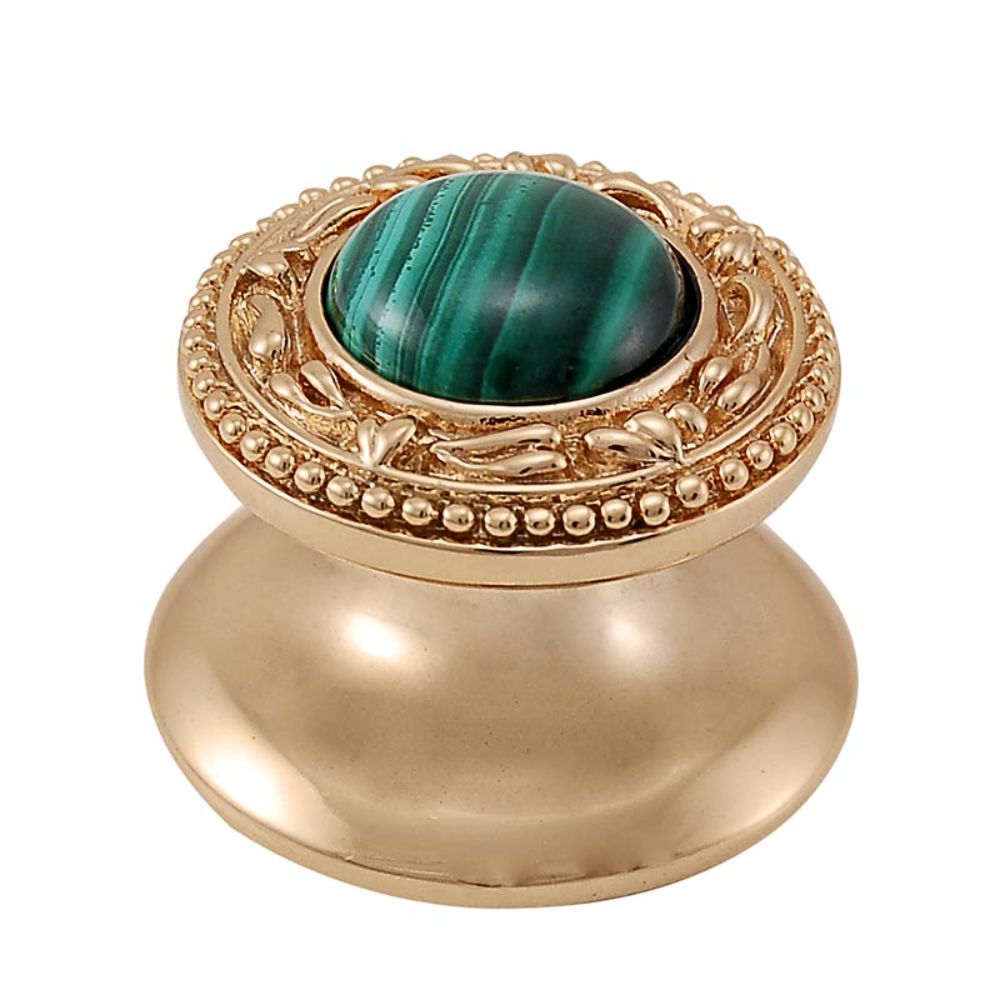 Vicenza K1149-PG-MA San Michele Knob Small in Polished Gold with Malachite Leather and Stone Insert