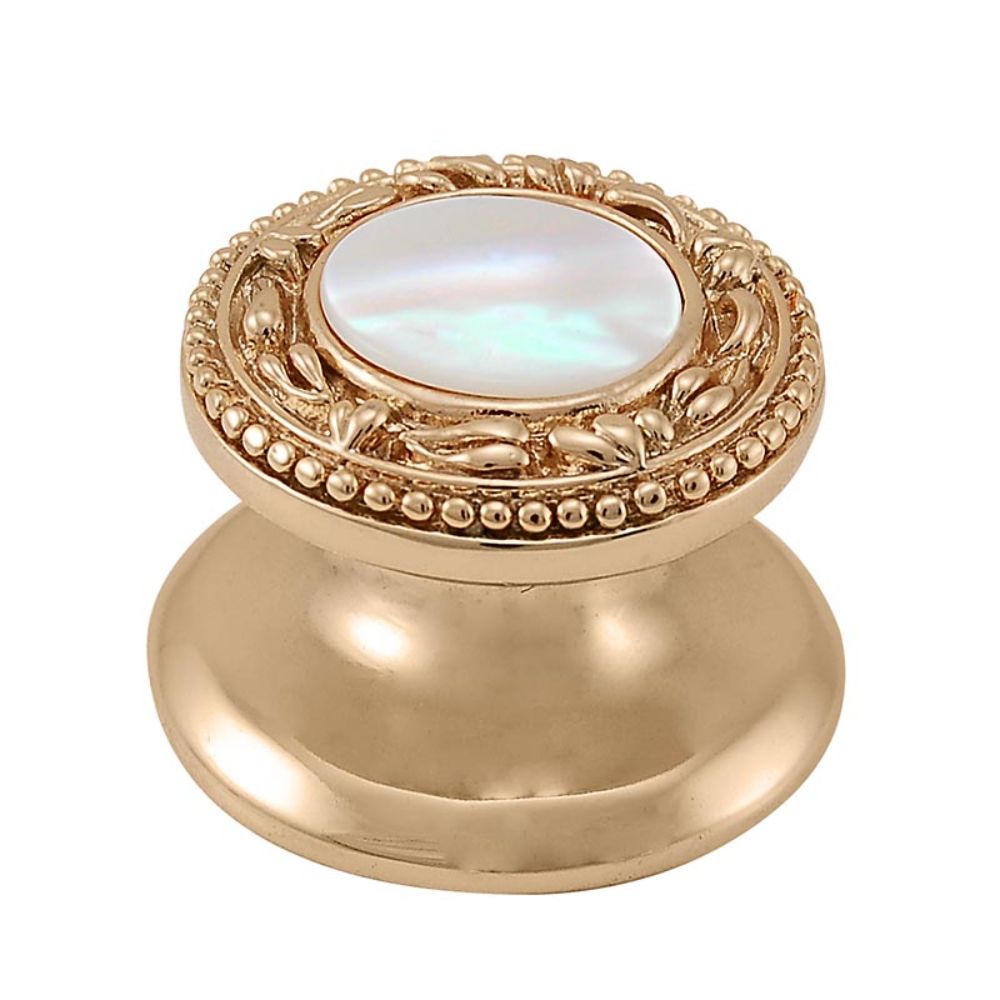 Vicenza K1149-PG-MP San Michele Knob Small in Polished Gold with Mother of Pearl Leather and Stone Insert