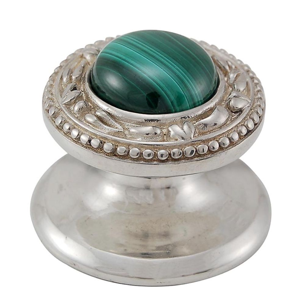 Vicenza K1149-PN-MA San Michele Knob Small in Polished Nickel with Malachite Leather and Stone Insert