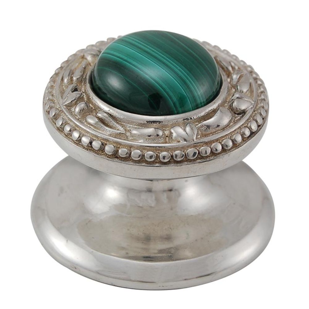 Vicenza K1149-PS-MA San Michele Knob Small in Polished Silver with Malachite Leather and Stone Insert