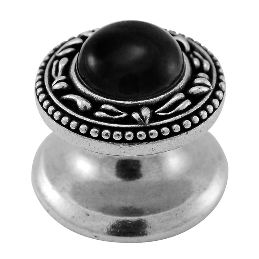 Vicenza K1149-VP-BO San Michele Knob Small in Vintage Pewter with Black Onyx Leather and Stone Insert