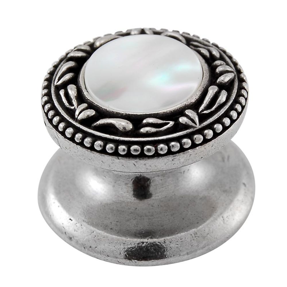 Vicenza K1149-VP-MP San Michele Knob Small in Vintage Pewter with Mother of Pearl Leather and Stone Insert