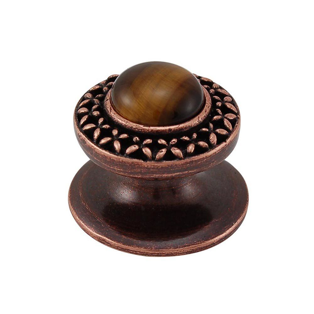 Vicenza K1150-AC-MP Gioiello Knob Small Kisses in Antique Copper with Mother of Pearl Leather and Stone Insert