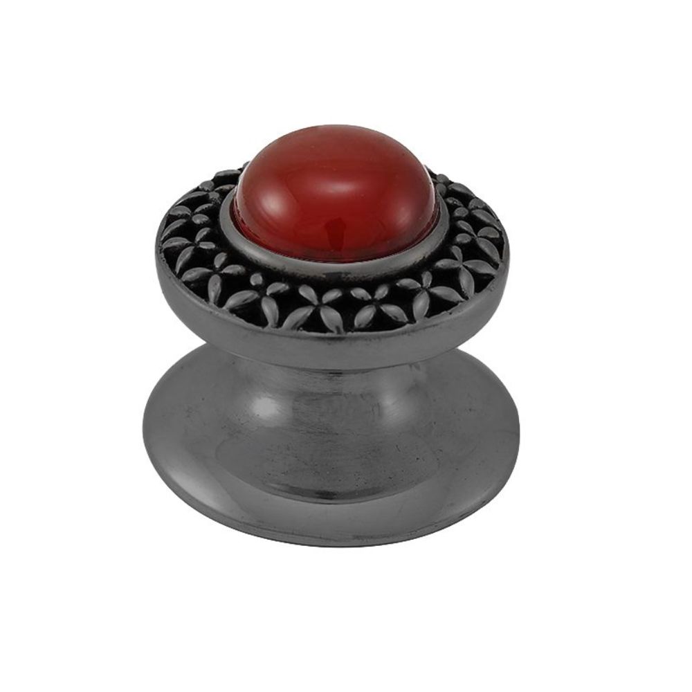 Vicenza K1150-GM-MP Gioiello Knob Small Kisses in Gunmetal with Mother of Pearl Leather and Stone Insert