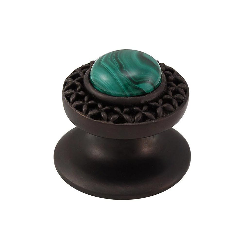 Vicenza K1150-OB-MP Gioiello Knob Small Kisses in Oil-Rubbed Bronze with Mother of Pearl Leather and Stone Insert