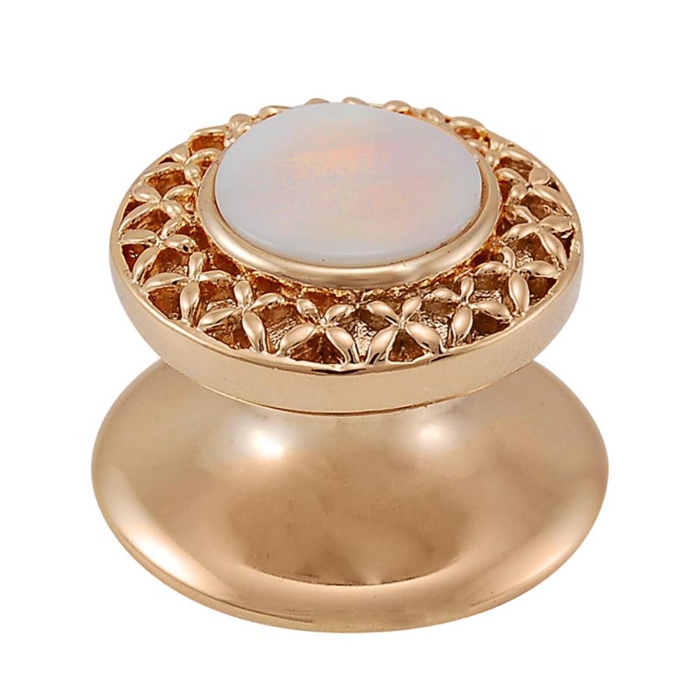 Vicenza K1150-PG-MP Gioiello Knob Small Kisses in Polished Gold with Mother of Pearl Leather and Stone Insert