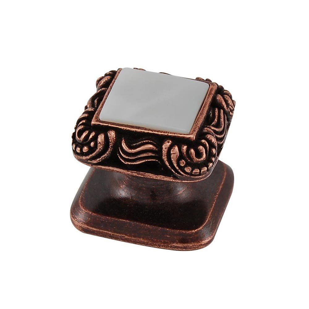 Vicenza K1152-AC-MP Gioiello Knob Small Victorian in Antique Copper with Mother of Pearl Leather and Stone Insert