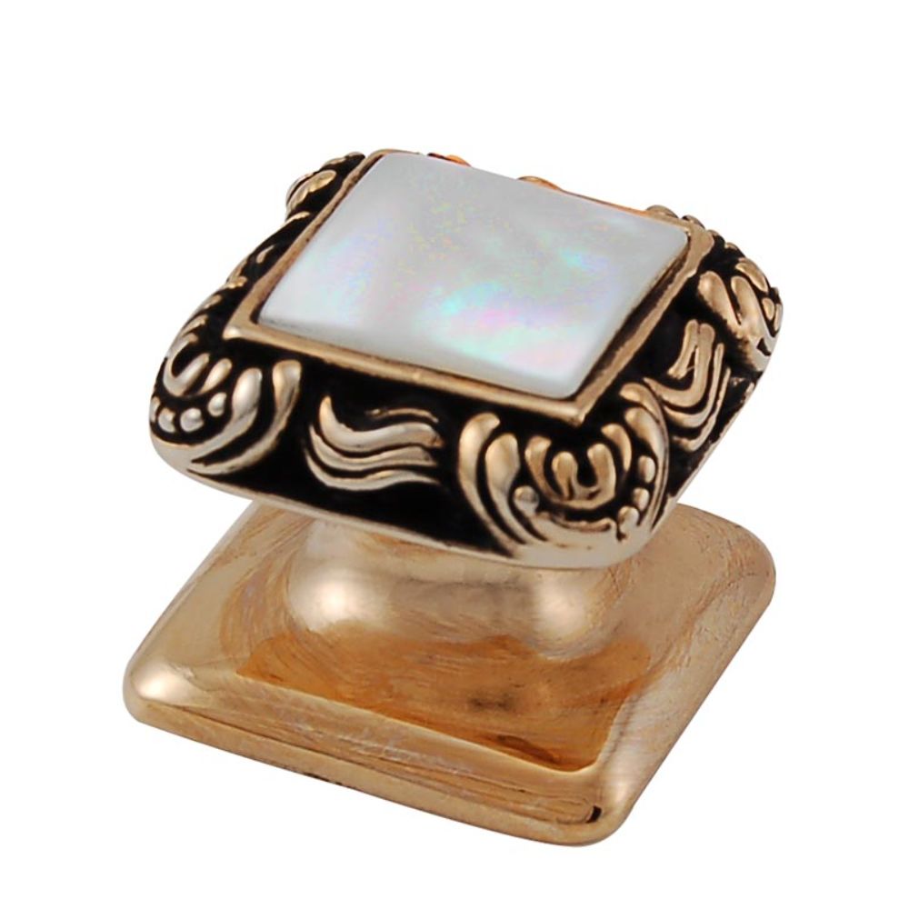 Vicenza K1152-AG-MP Gioiello Knob Small Victorian in Antique Gold with Mother of Pearl Leather and Stone Insert