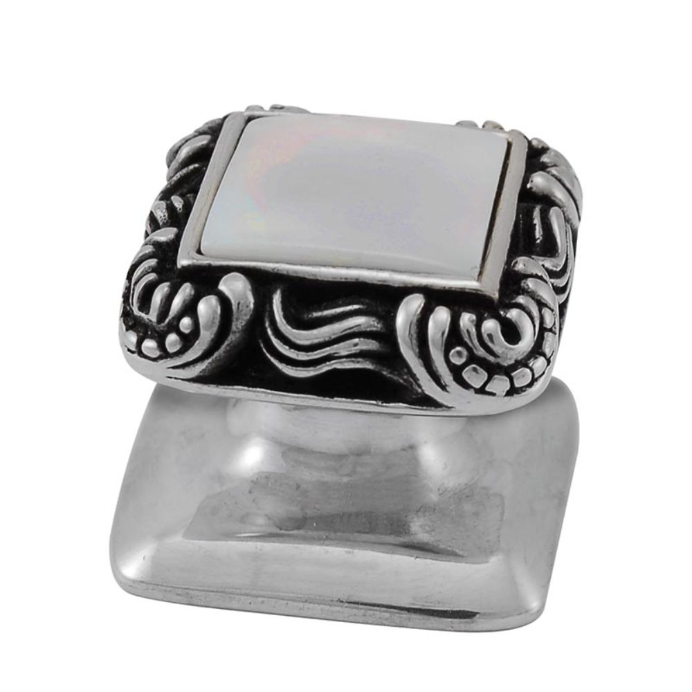 Vicenza K1152-AS-MP Gioiello Knob Small Victorian in Antique Silver with Mother of Pearl Leather and Stone Insert