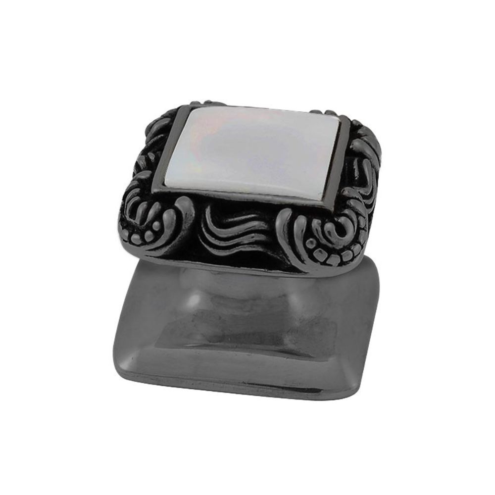 Vicenza K1152-GM-MP Gioiello Knob Small Victorian in Gunmetal with Mother of Pearl Leather and Stone Insert