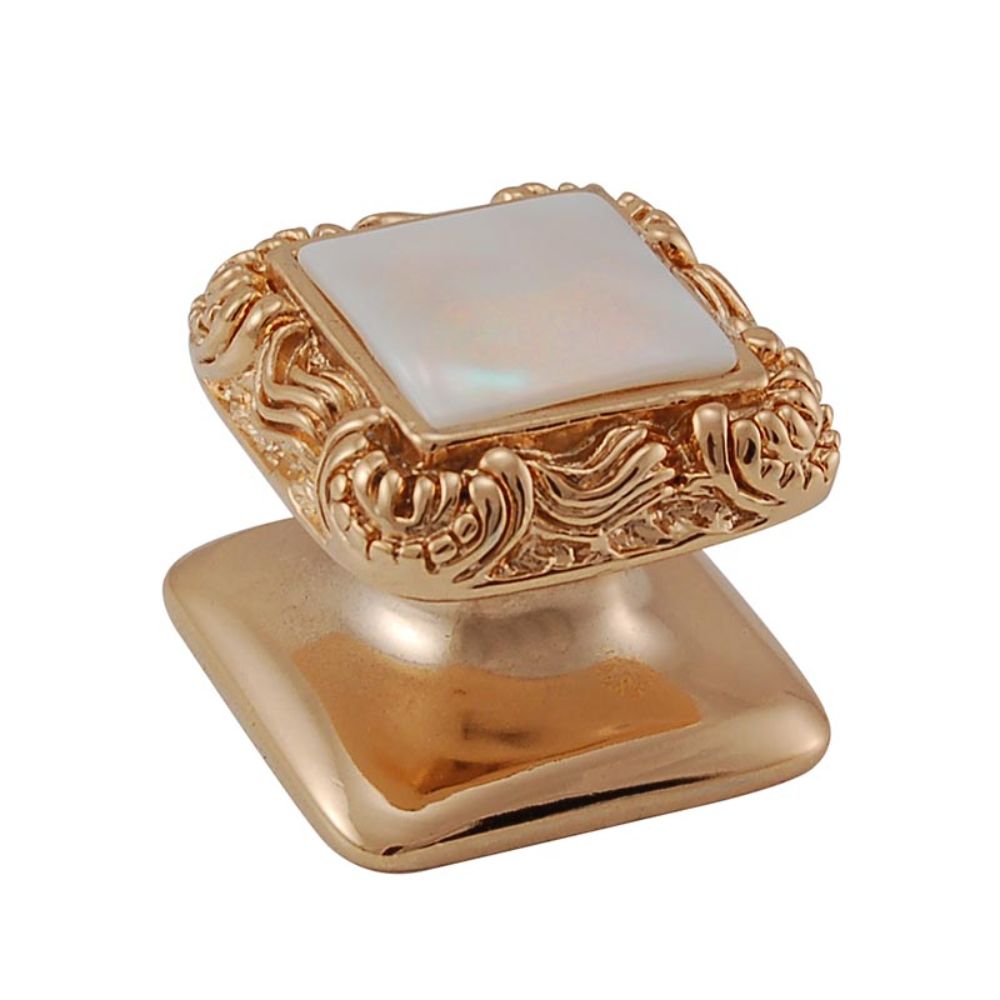 Vicenza K1152-PG-MP Gioiello Knob Small Victorian in Polished Gold with Mother of Pearl Leather and Stone Insert