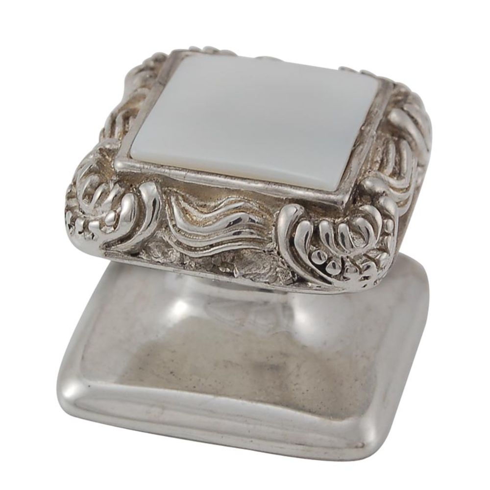 Vicenza K1152-PS-MP Gioiello Knob Small Victorian in Polished Silver with Mother of Pearl Leather and Stone Insert