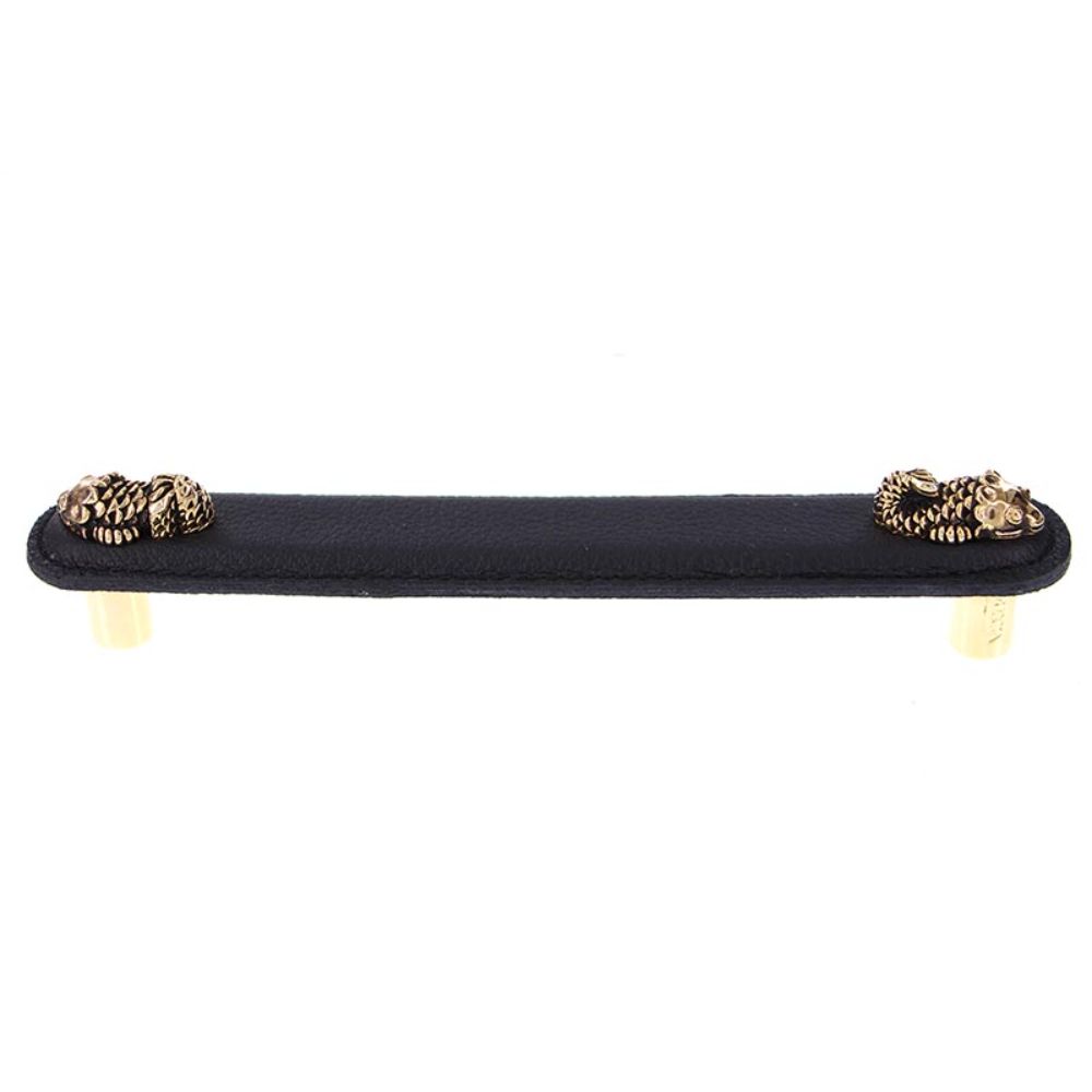 Vicenza K1156-6-AG-BL Pollino Pull Leather Koi 6" Black in Antique Gold