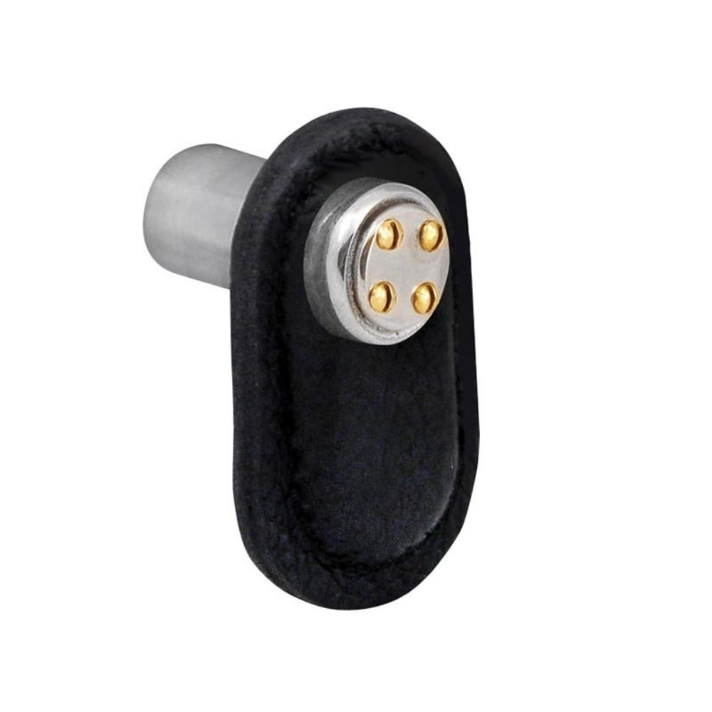 Vicenza K1159-PG-BL Archimedes Knob Large Nail Head in Polished Gold with Black Leather