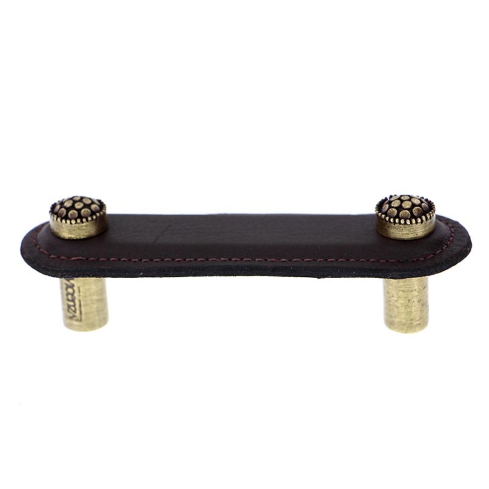Vicenza K1160-3-AB-BR Tiziano Pull Leather Round 3" Brown in Antique Brass