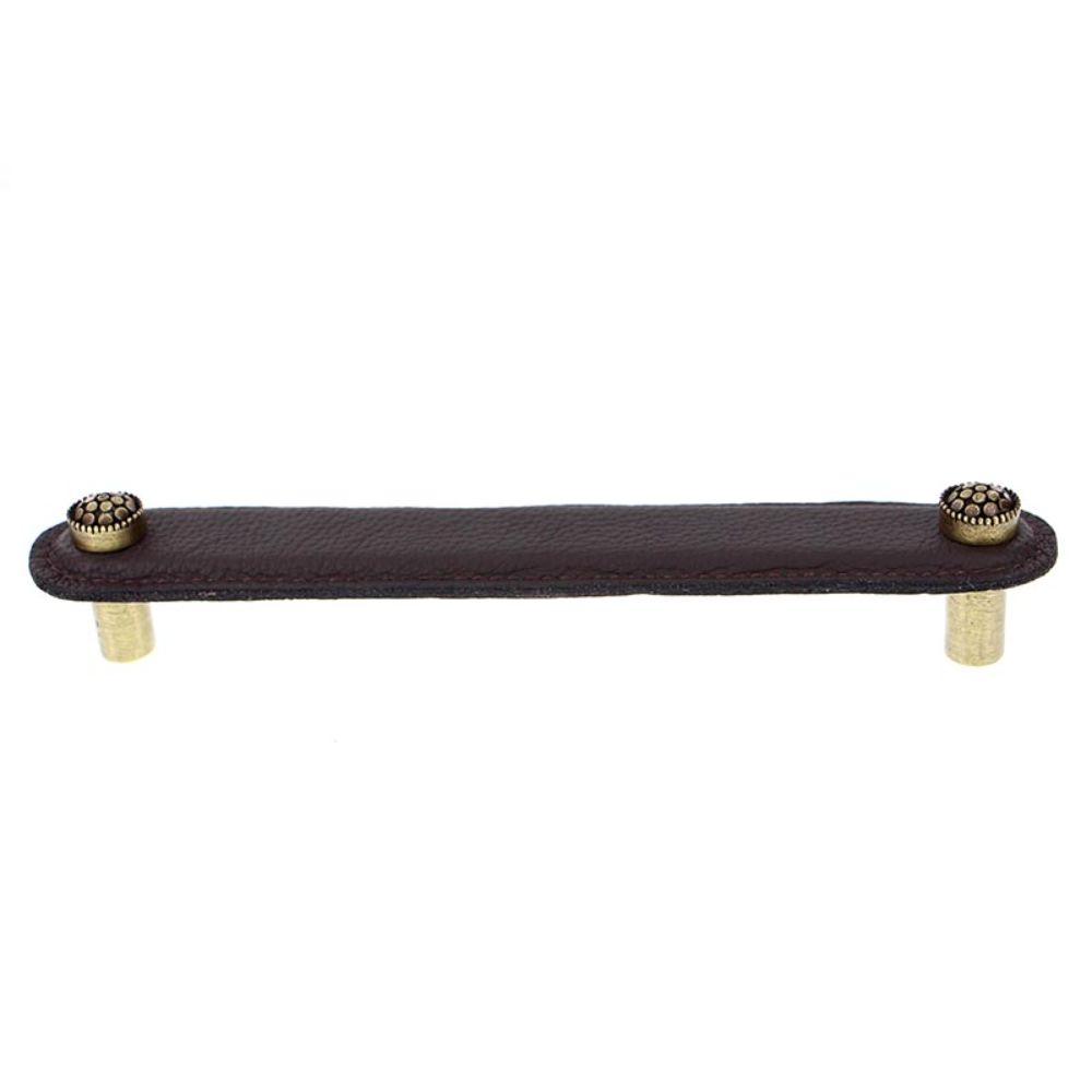 Vicenza K1160-6-AB-BR Tiziano Pull Leather Round 6" Brown in Antique Brass
