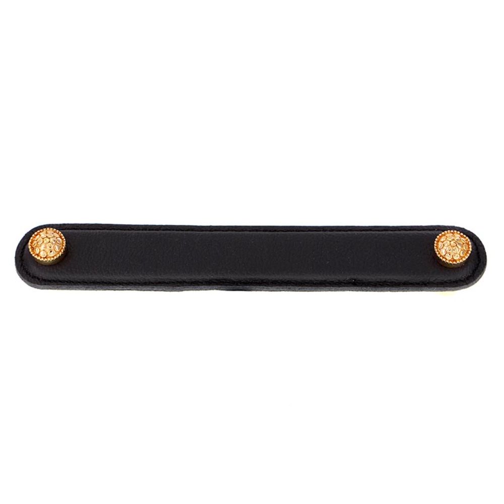 Vicenza K1160-6-PG-BL Tiziano Pull Leather Round 6" Black in Polished Gold