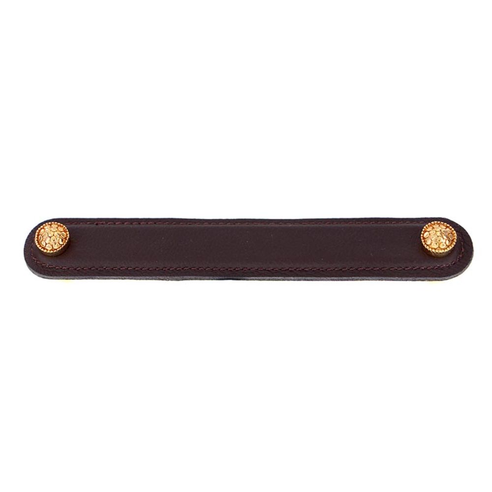 Vicenza K1160-6-PG-BR Tiziano Pull Leather Round 6" Brown in Polished Gold
