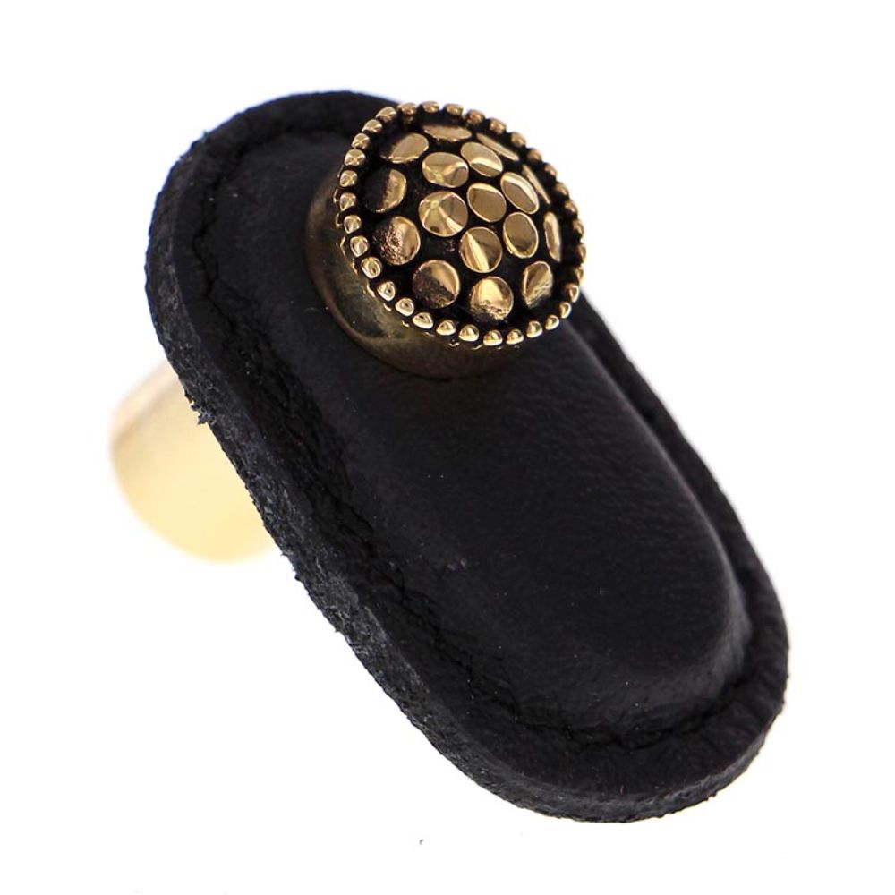 Vicenza K1161-AG-BL Tiziano Knob Large in Antique Gold with Black Leather