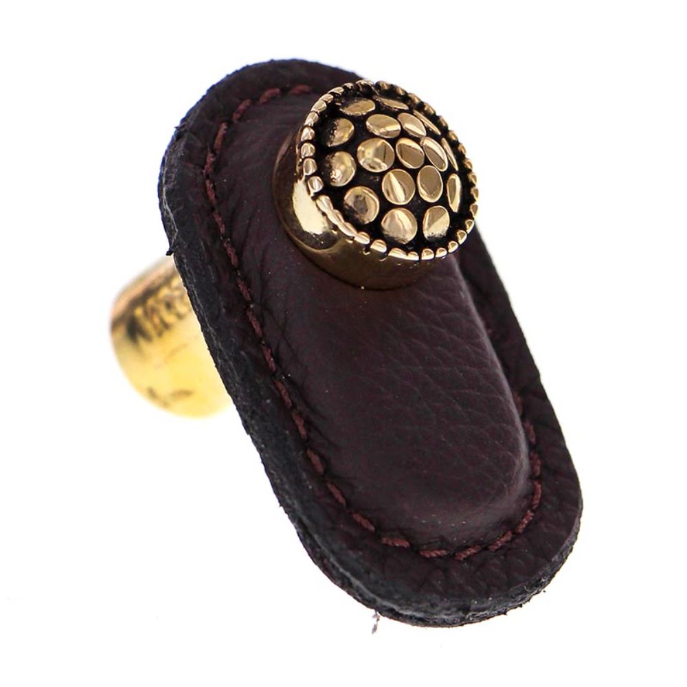 Vicenza K1161-AG-BR Tiziano Knob Large in Antique Gold with Brown Leather