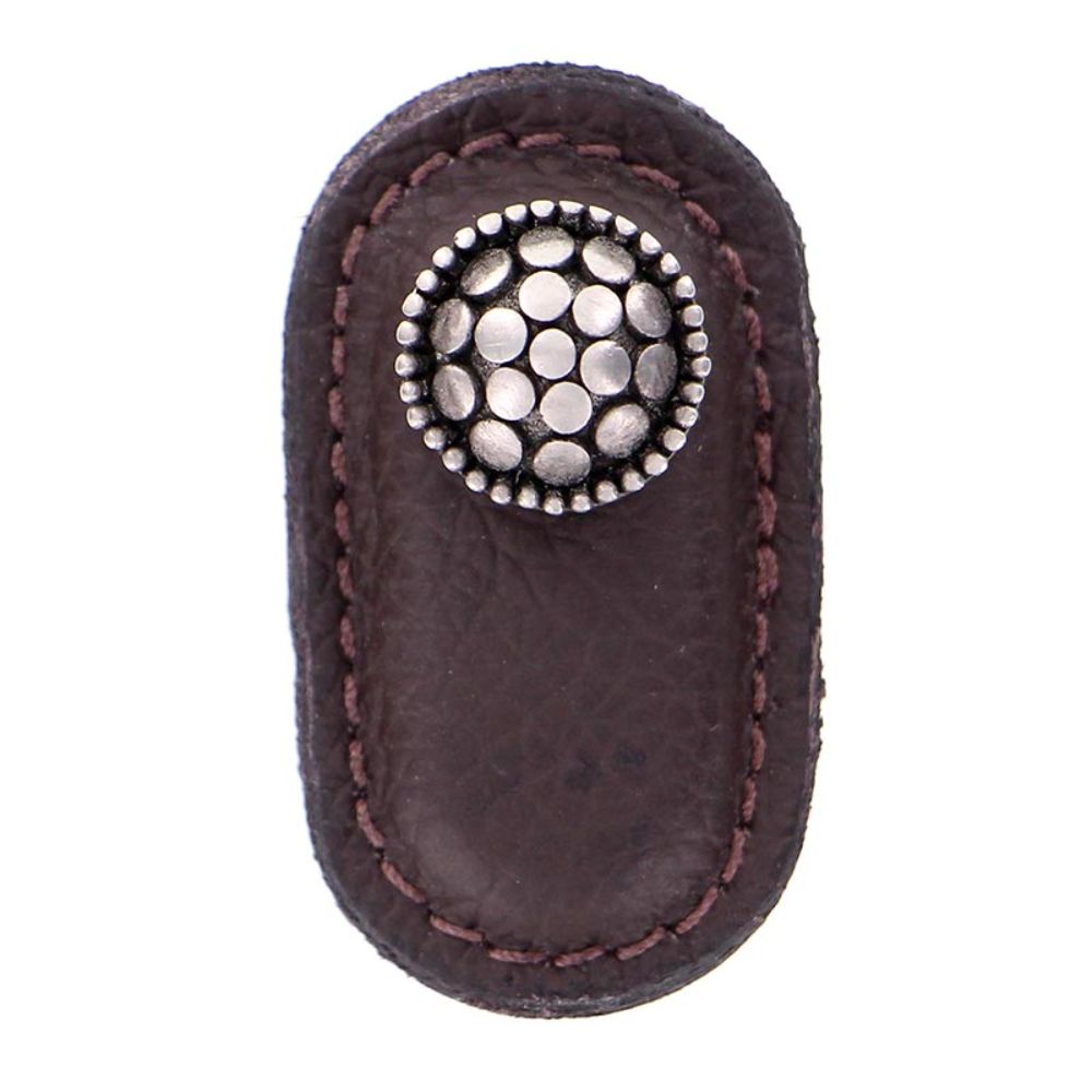 Vicenza K1161-AN-BR Tiziano Knob Large in Antique Nickel with Brown Leather