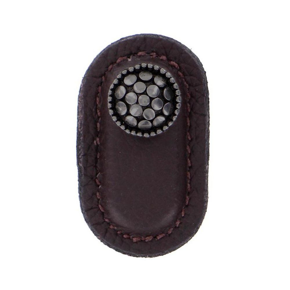 Vicenza K1161-GM-BR Tiziano Knob Large in Gunmetal with Brown Leather