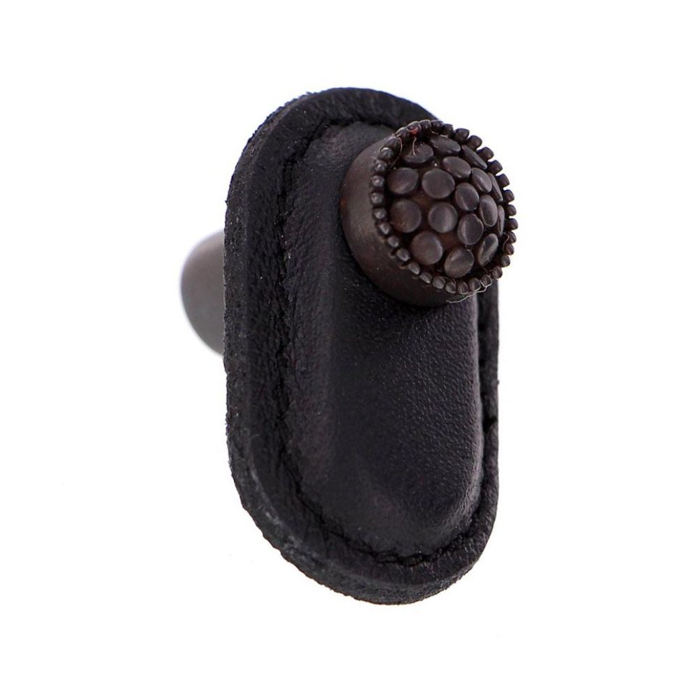 Vicenza K1161-OB-BL Tiziano Knob Large in Oil-Rubbed Bronze with Black Leather