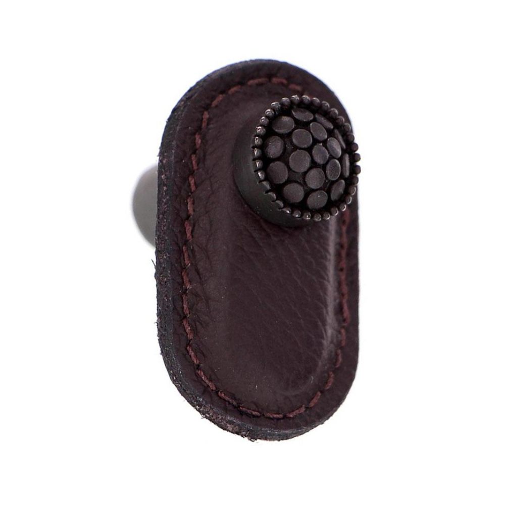 Vicenza K1161-OB-BR Tiziano Knob Large in Oil-Rubbed Bronze with Brown Leather