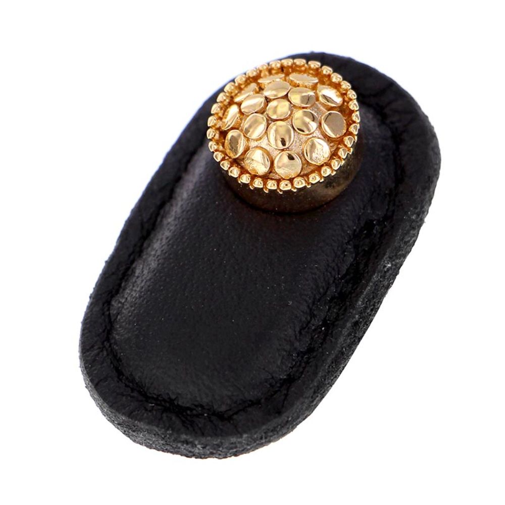 Vicenza K1161-PG-BL Tiziano Knob Large in Polished Gold with Black Leather