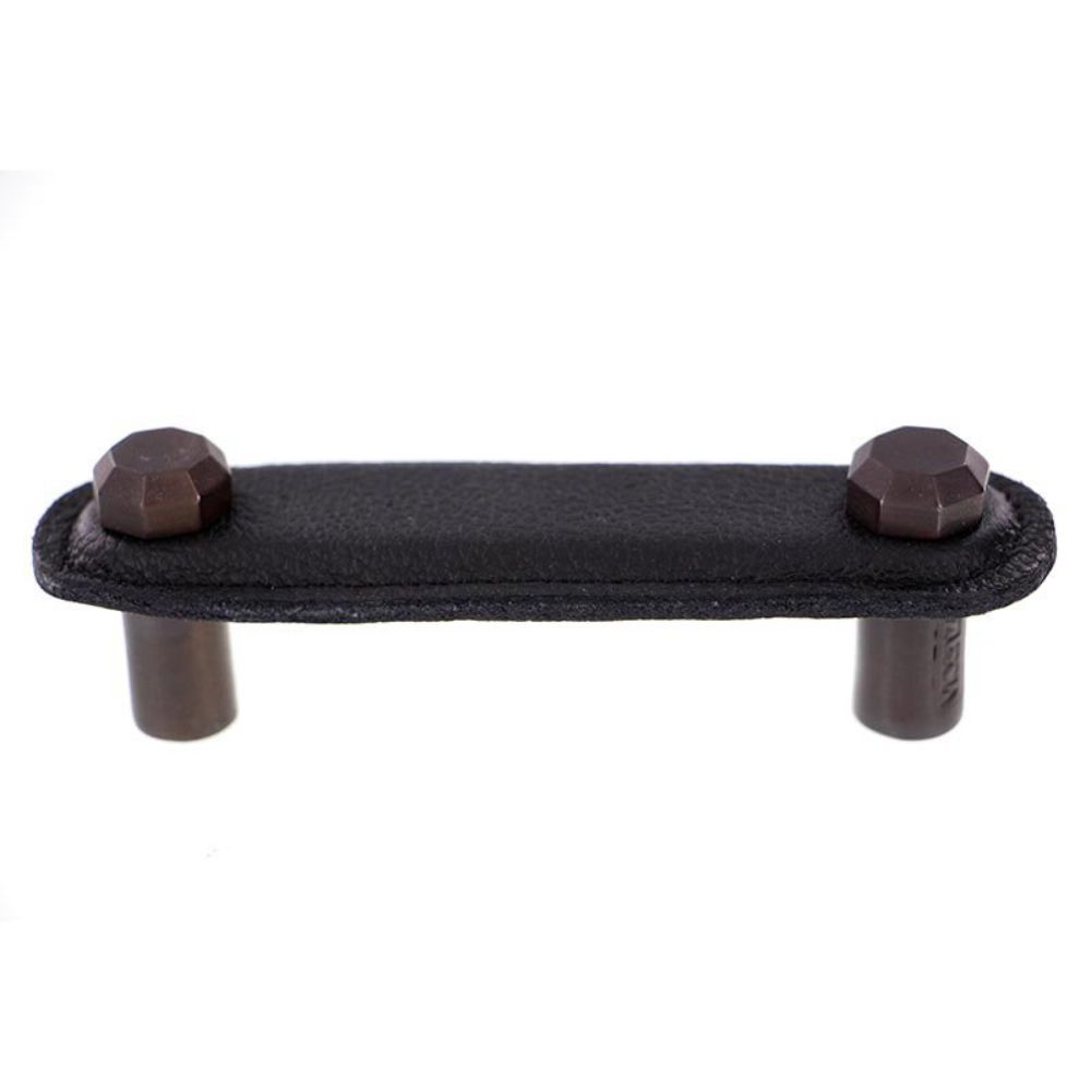 Vicenza K1162-3-OB-BL Archimedes Pull Leather 3" Black in Oil-Rubbed Bronze
