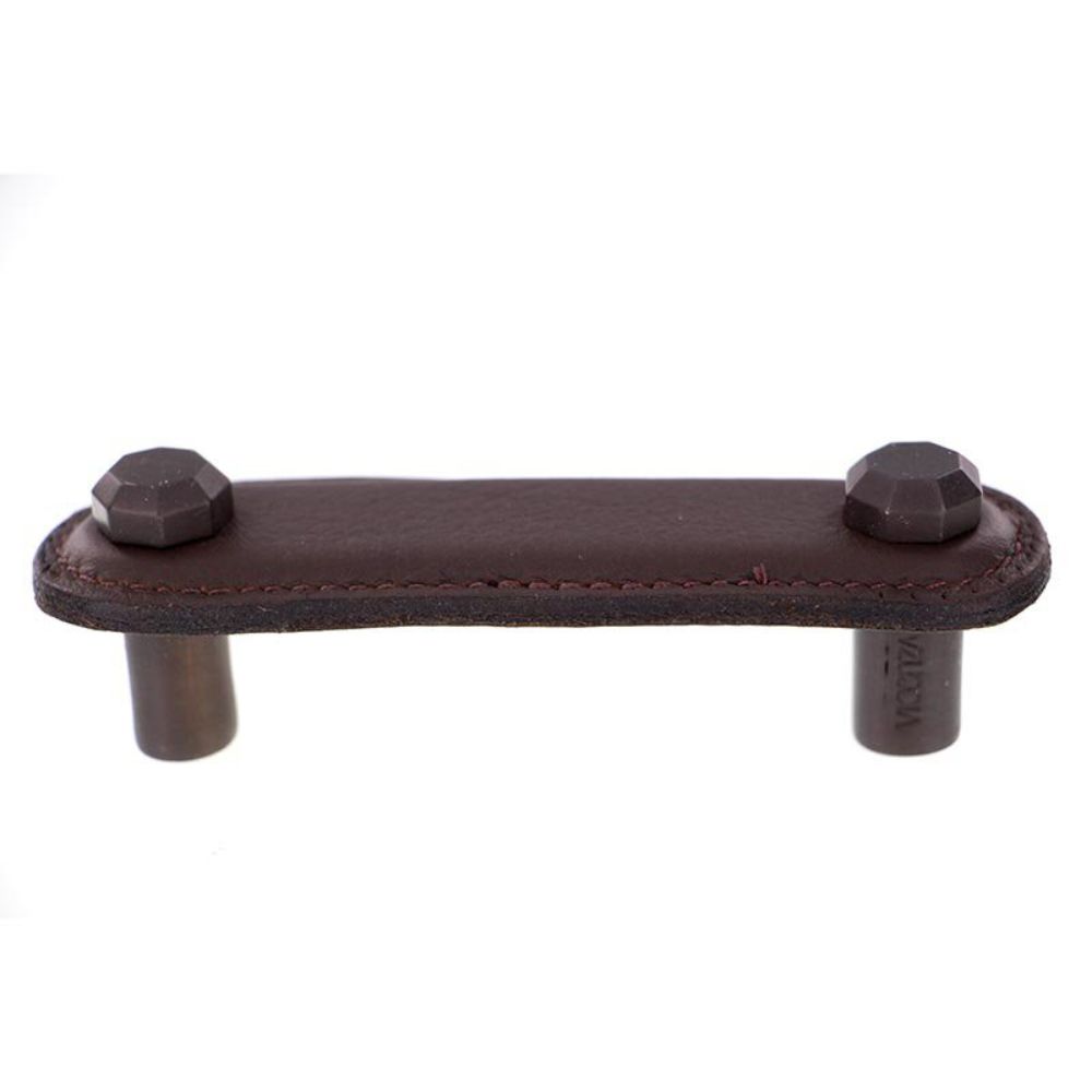Vicenza K1162-3-OB-BR Archimedes Pull Leather 3" Brown in Oil-Rubbed Bronze