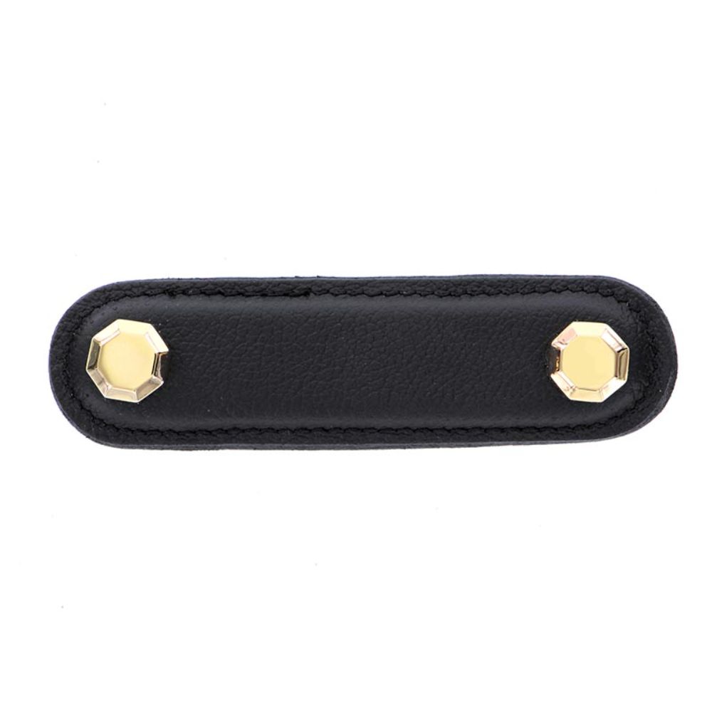 Vicenza K1162-3-PG-BL Archimedes Pull Leather 3" Black in Polished Gold