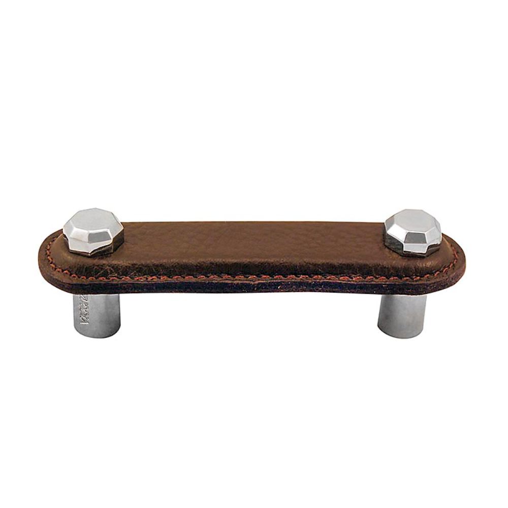 Vicenza K1162-3-PN-BR Archimedes Pull Leather 3" Brown in Polished Nickel