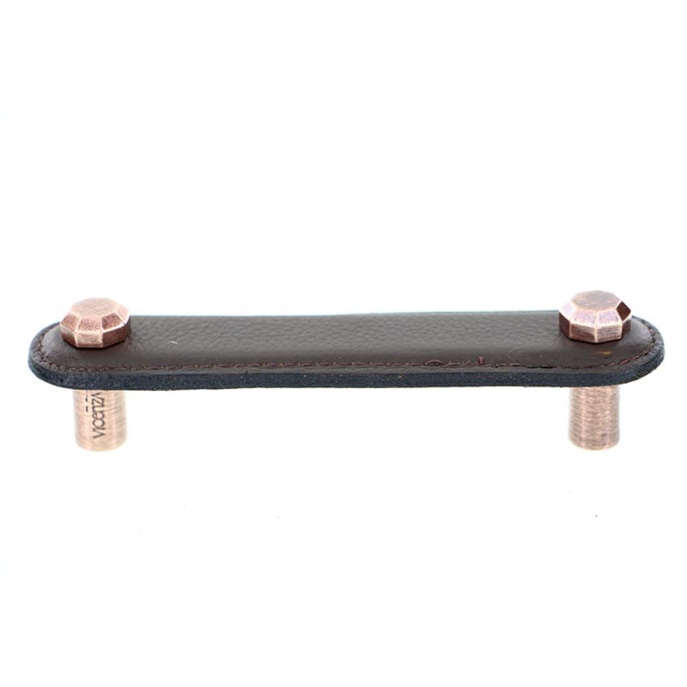 Vicenza K1162-4-AC-BR Archimedes Pull Leather 4" Brown in Antique Copper