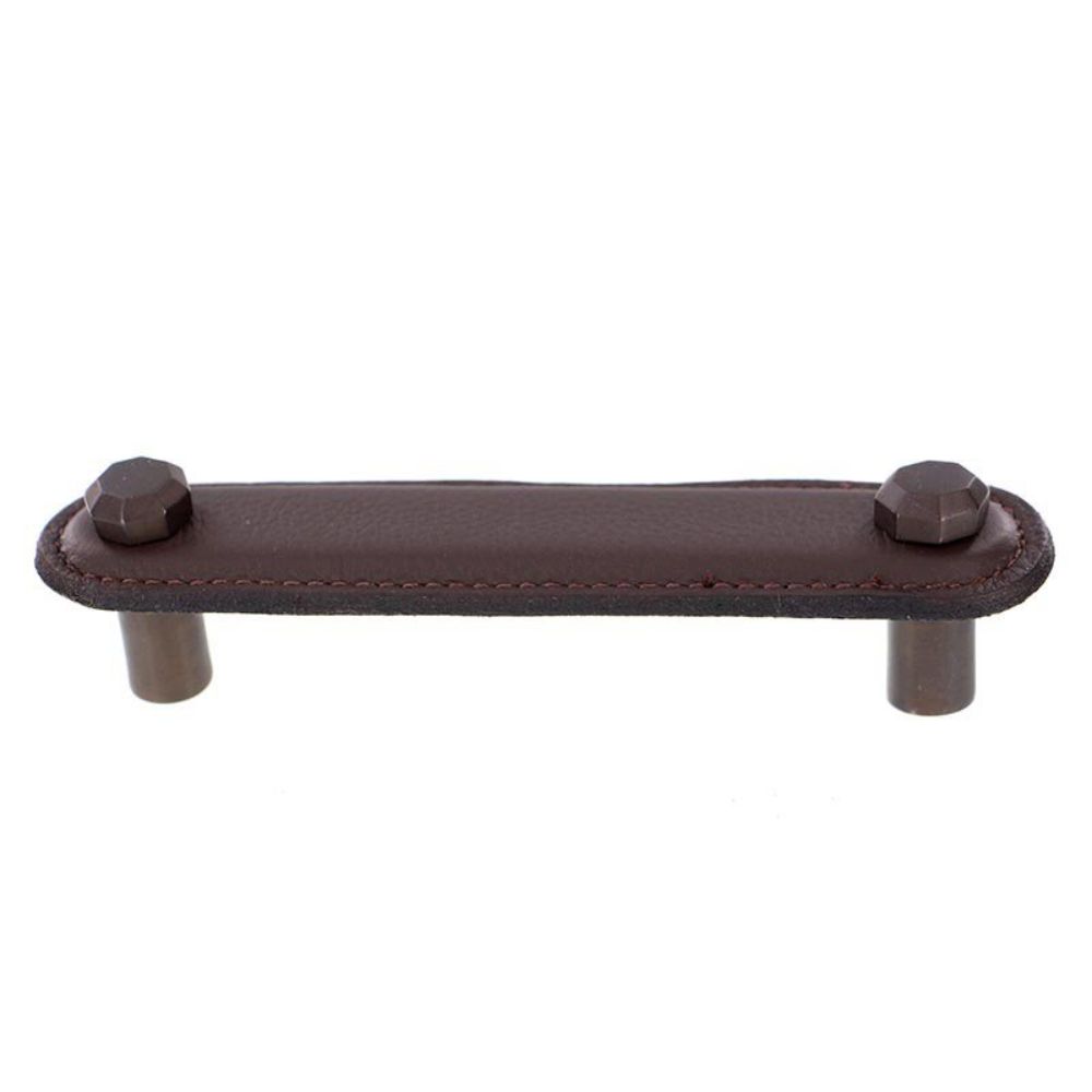 Vicenza K1162-4-OB-BR Archimedes Pull Leather 4" Brown in Oil-Rubbed Bronze