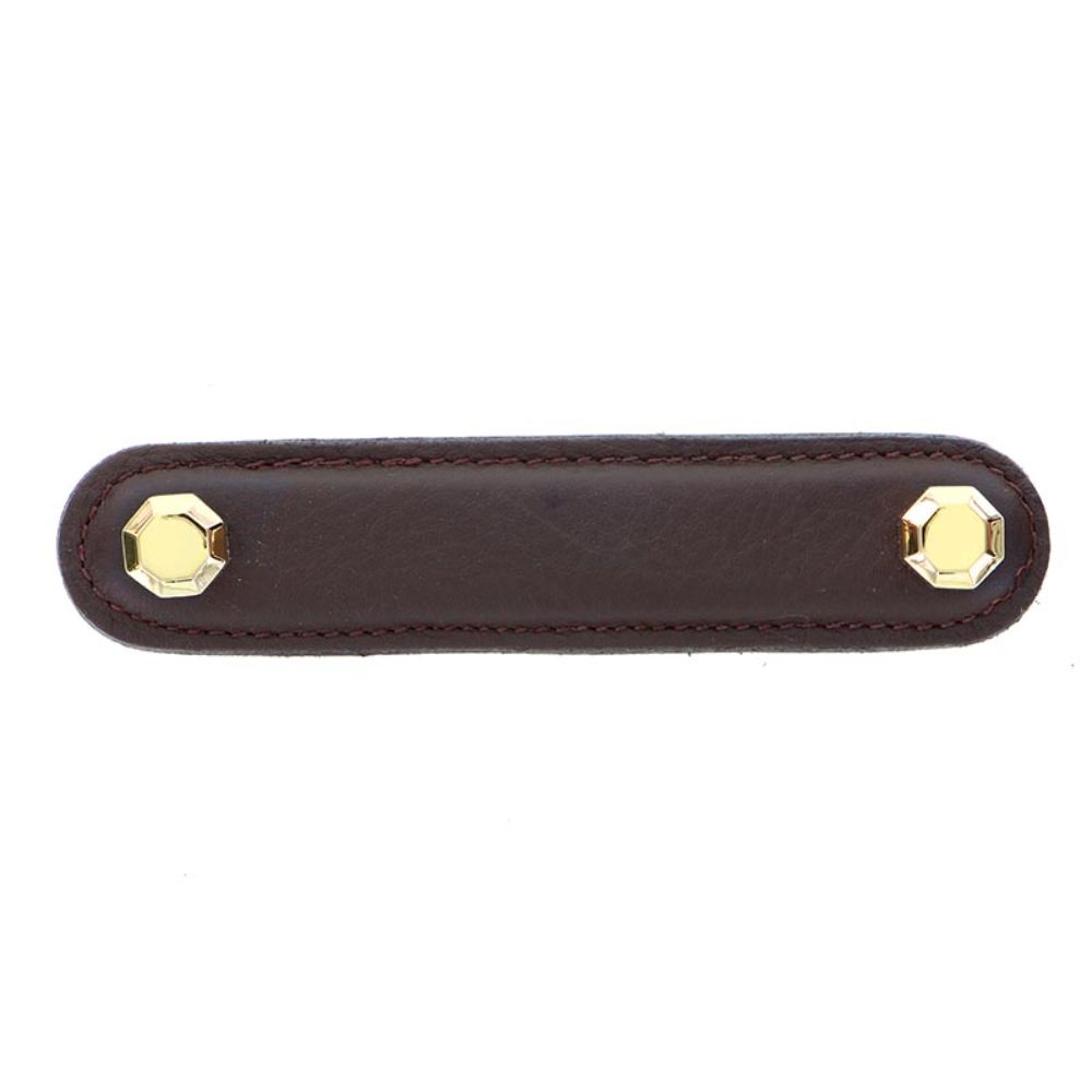 Vicenza K1162-4-PG-BR Archimedes Pull Leather 4" Brown in Polished Gold