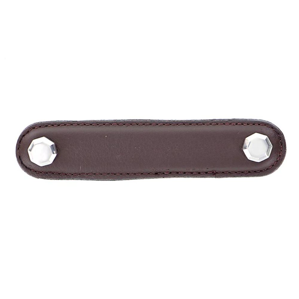 Vicenza K1162-4-PN-BR Archimedes Pull Leather 4" Brown in Polished Nickel