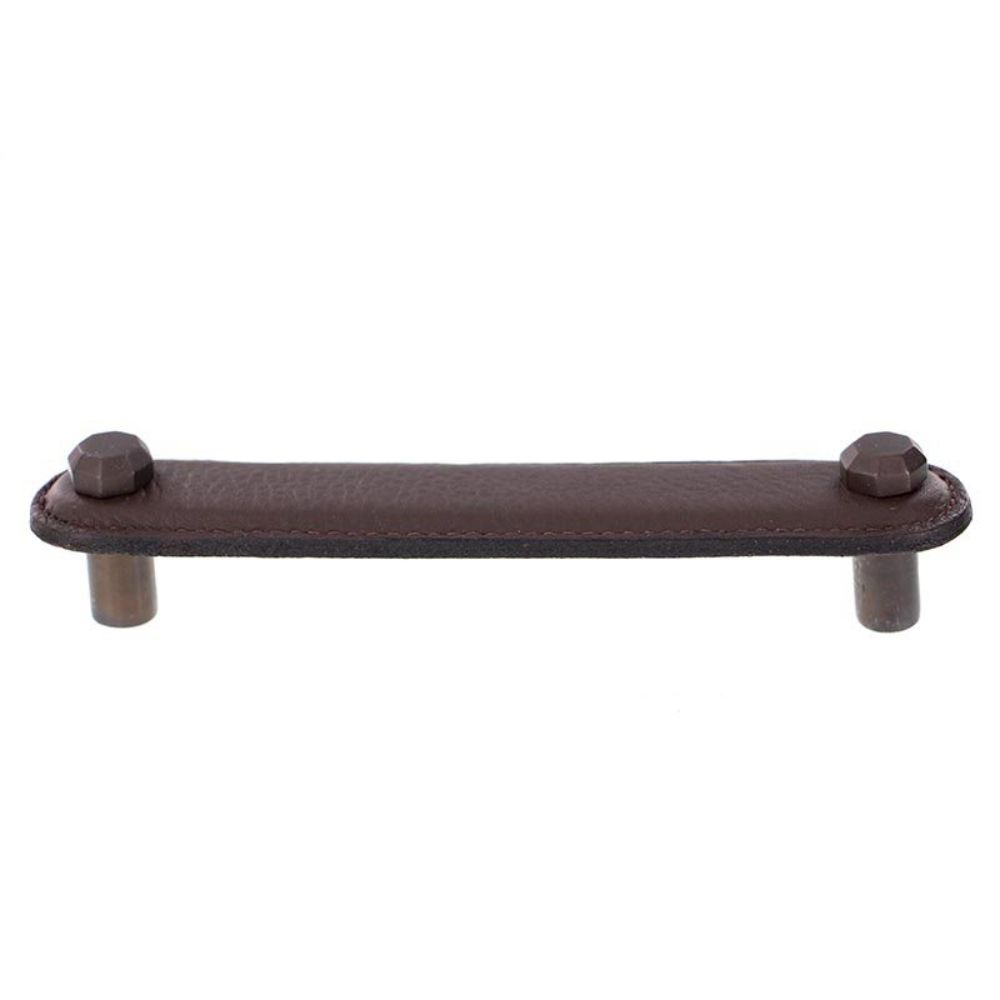 Vicenza K1162-5-OB-BR Archimedes Pull Leather 5" Brown in Oil-Rubbed Bronze