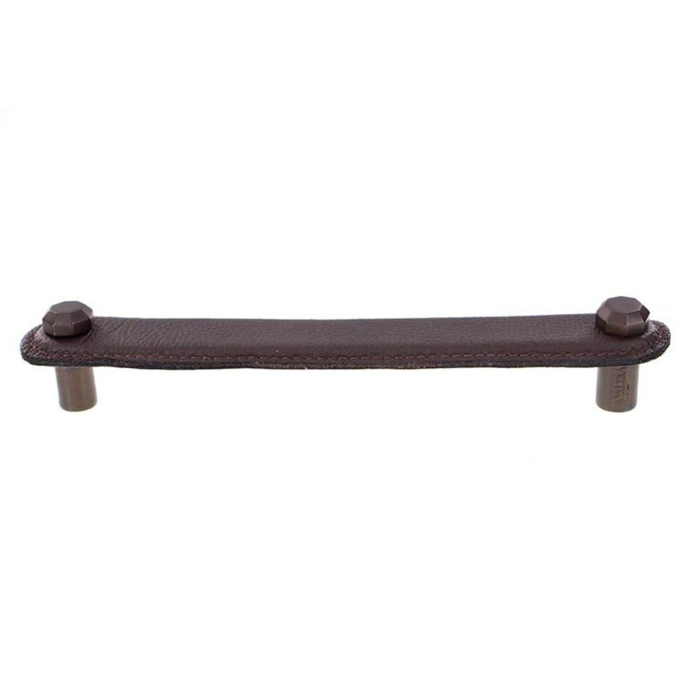 Vicenza K1162-6-OB-BR Archimedes Pull Leather 6" Brown in Oil-Rubbed Bronze
