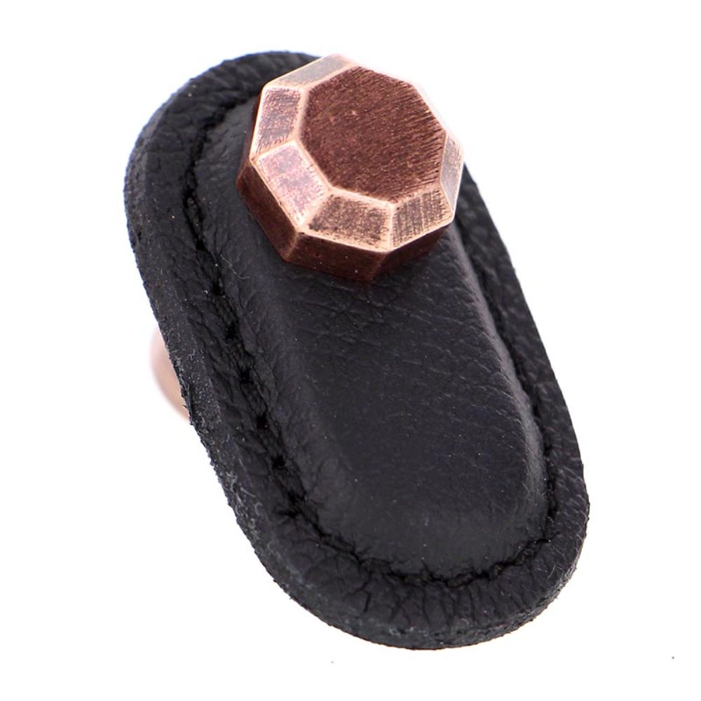 Vicenza K1163-AC-BL Archimedes Knob Large in Antique Copper with Black Leather