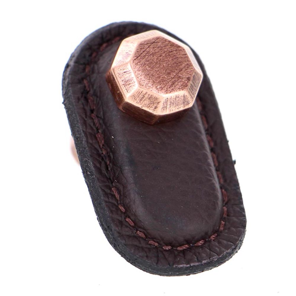 Vicenza K1163-AC-BR Archimedes Knob Large in Antique Copper with Brown Leather