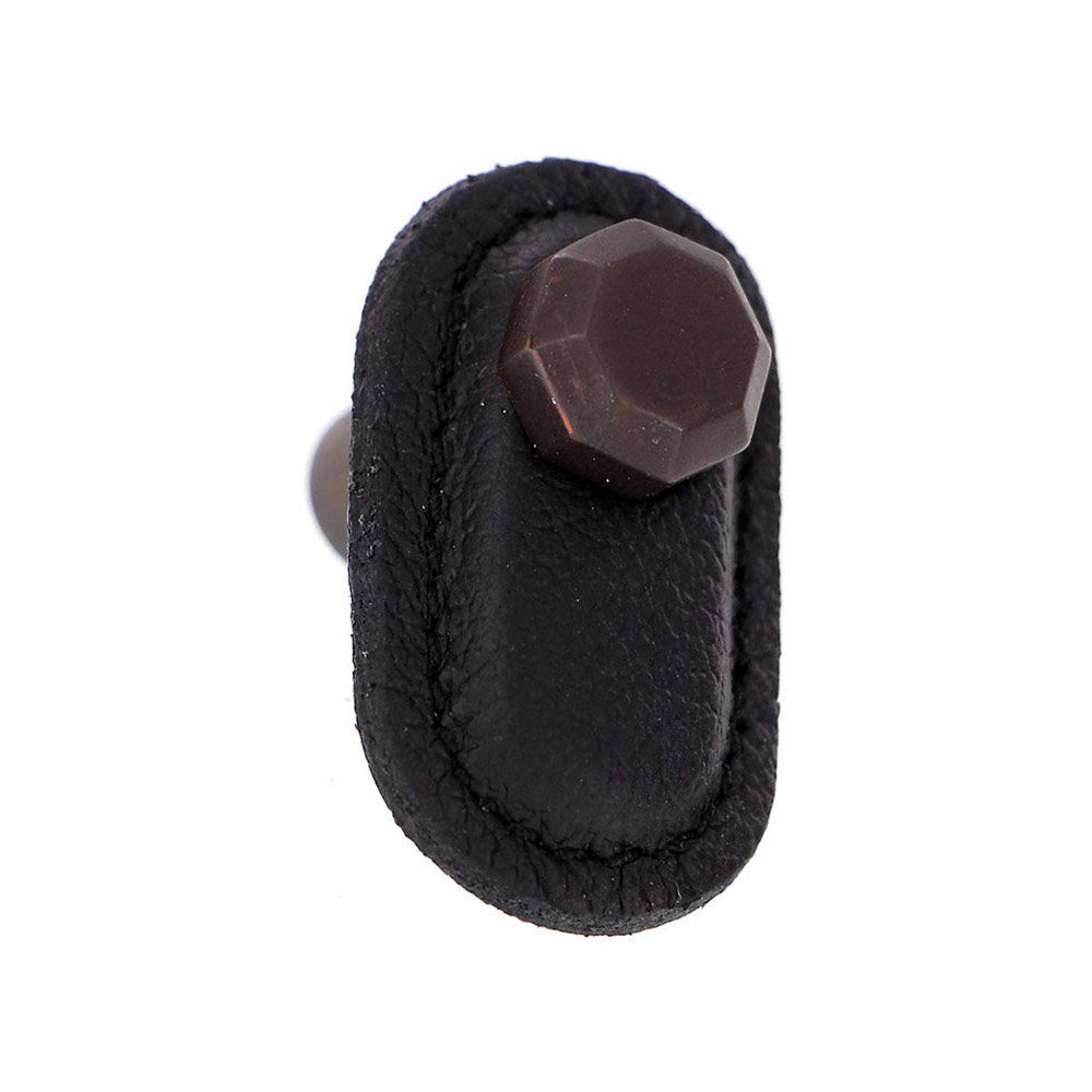 Vicenza K1163-OB-BL Archimedes Knob Large in Oil-Rubbed Bronze with Black Leather