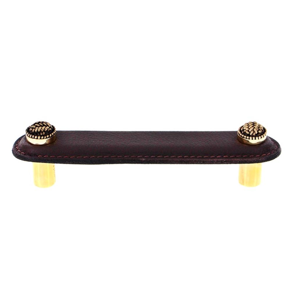Vicenza K1164-4-AG-BR Cestino Pull Leather 4" Brown in Antique Gold